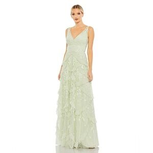 Mac Duggal 9162 Ruffle Skirt Floral Sequin Dress $798